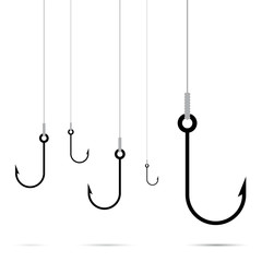 fishing hook with rope vector