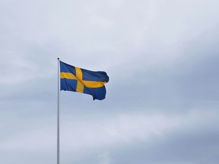 Swedish flag waving in the wind