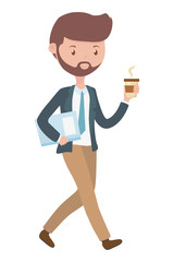 Man cartoon with coffee mug design