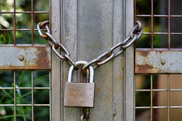 A padlock with a chain