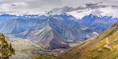 Over look Peruvian Andes mountains near Machu Picchu, Incas ruins close to Cuzco