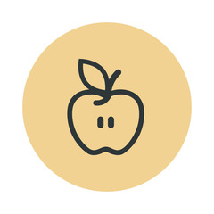 cartoon apple half vector outline icon