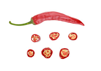 red hot chilli pepper and slices