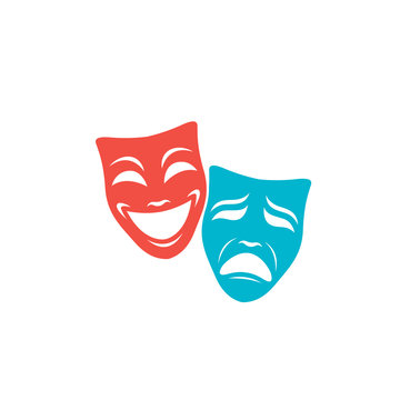 illustration of comedy and tragedy theatrical masks isolated
