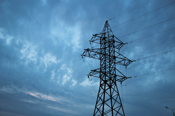 power line tower against the beautiful sky