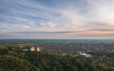 View on a Vršac city at sunset in Vojvodina, Serbia
