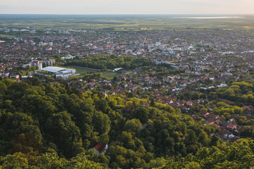 View on a Vršac city at sunset in Vojvodina, Serbia