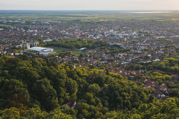 Obraz premium View on a Vršac city at sunset in Vojvodina, Serbia