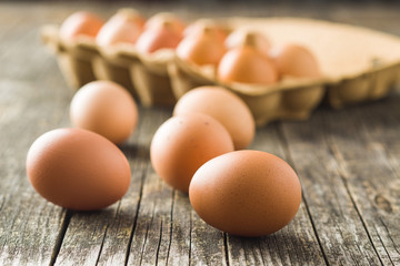 Raw chicken eggs.