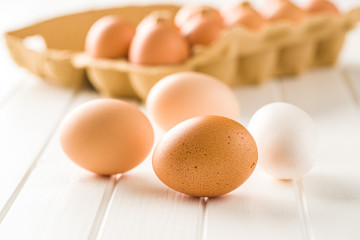 Raw chicken eggs.