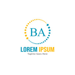 BA Letter Logo Design. Creative Modern BA Letters Icon Illustration
