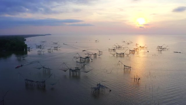 Thale Noi Lake Traditional Local Fishing Trap also Known as Yor Building at Pakpra Phatthalung Thailand 