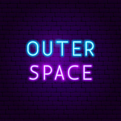 Fototapeta na wymiar Outer Space Text Neon Label