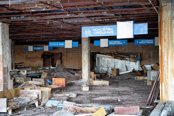Abandoned shop in Pripyat city, Chernobyl Exclusion Zone, Ukraine