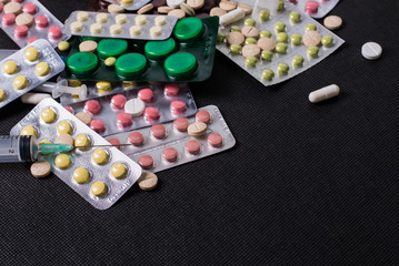 pharmaceuticals antibiotics pills medicine /colorful antibacterials pills on white background...