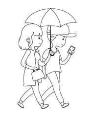 Couple of woman and man cartoon design