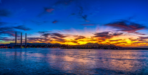 Fototapeta na wymiar Panorama At Sunrise in Morro Bay, CA