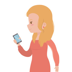woman cartoon with smartphone design