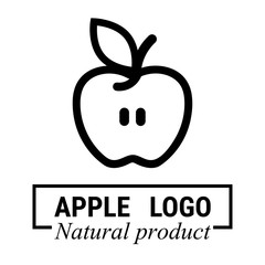 cartoon apple half vector logo outline