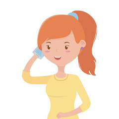 woman cartoon with smartphone design