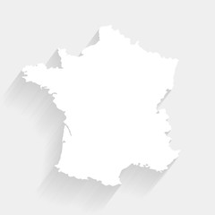 Simple white France map on gray background, vector