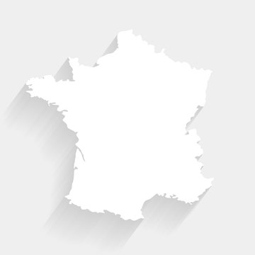 Simple White France Map On Gray Background, Vector