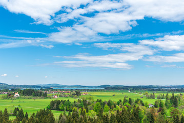 Fototapeta premium Panorama of the valley of Schwangau