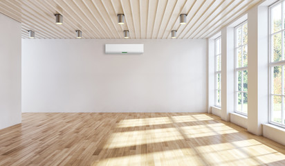 large luxury modern bright interiors with air conditioning illustration 3D rendering