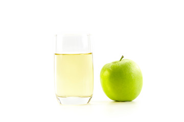 Fototapeta na wymiar one apple and a glass of apple juice