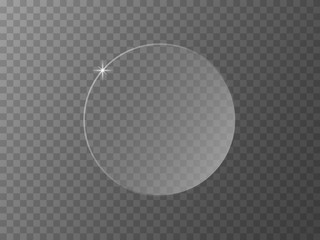 Texture of round, circle shape mirror or glass isolated on transparent background. Stock vector illustration.