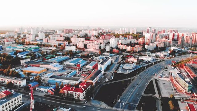 top view on the panorama of city - Ufa Russia.