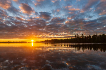 Picturesque landscape of dawn over the river