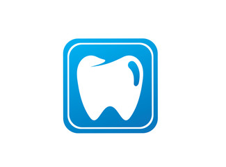 Fototapeta premium Teeth care symbol in the square shape for dentist clinic logo design illustration