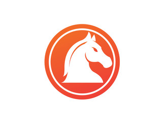 Horse head in the circle shape for chess symbol logo design illustration