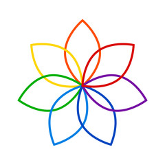 7 chakra color icon symbol logo sign, flower floral, vector design illustration concept drawing