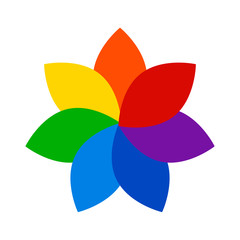 Flower icon, seven color tears like flower petals