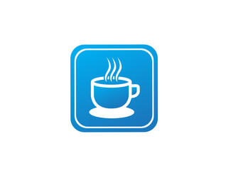 Big hot cup of cafe warm caffee logo design illustration