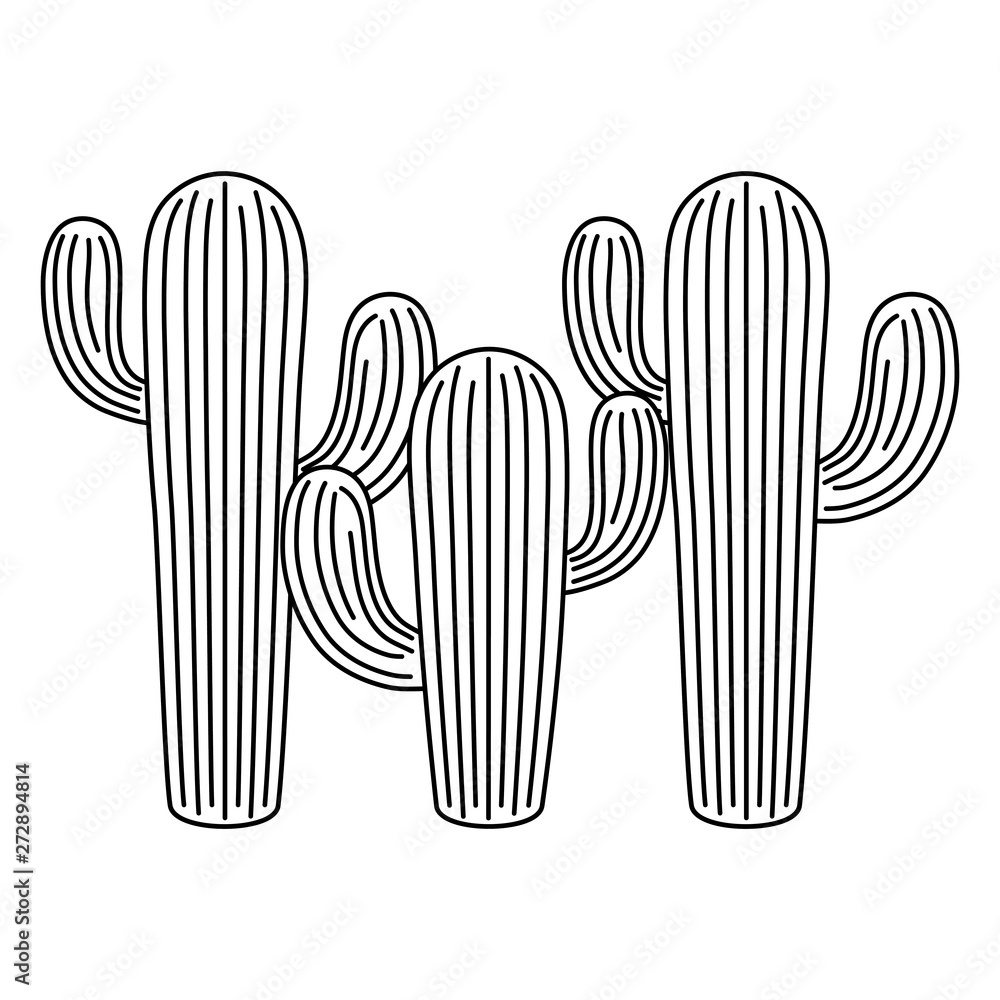 Sticker set of cactus plants isolated icon