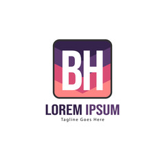 Obraz premium BH Letter Logo Design. Creative Modern BH Letters Icon Illustration
