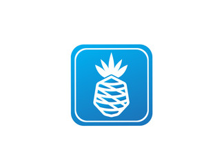 ananas fruit in a shape, pineapple for logo design illustration