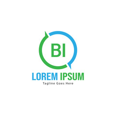 BI Letter Logo Design. Creative Modern BI Letters Icon Illustration