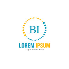 BI Letter Logo Design. Creative Modern BI Letters Icon Illustration