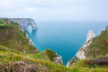 Colorful cliffs of Atlantic coas in Etretat, France