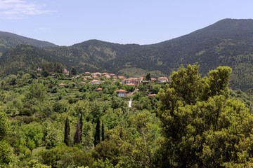 Fototapeta na wymiar View on mountains near the village
