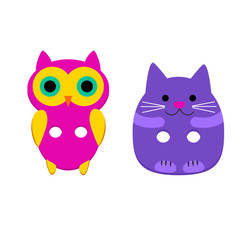 Sewing button vector kids fashion design clothing accessory collection clothes tailor illustration set of colorful childish plastic cloth round object cat owl to sew dress isolated on white background