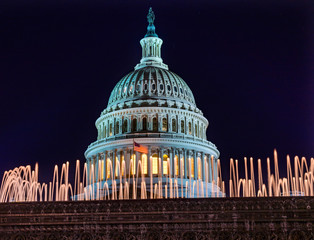 US Capitol Dome Fountain Night Stars Washington DC