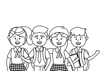 Boys and girls of school design vector illustrator