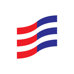 Blue and Red line Flag logo design vector