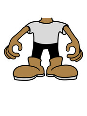 kleiner körper ohne kopf zwerg winzig clipart stehender comic cartoon cool lustig mann junge design