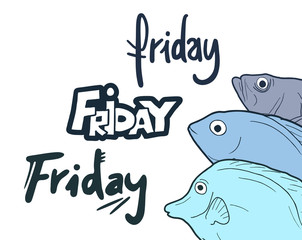 Fish and funny Friday message design